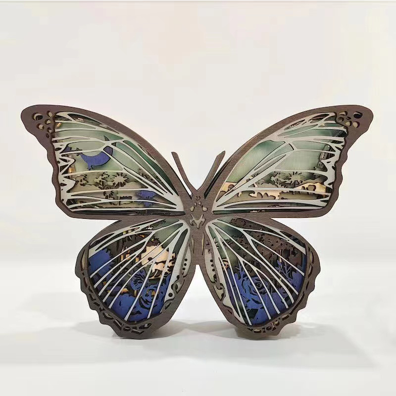 Ornements de papillon en bois 3D