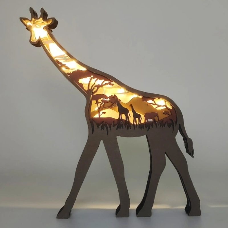 Girafe en bois animal 3d