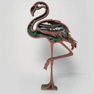 Décoration d\'artefacte en bois 3D Flamingo