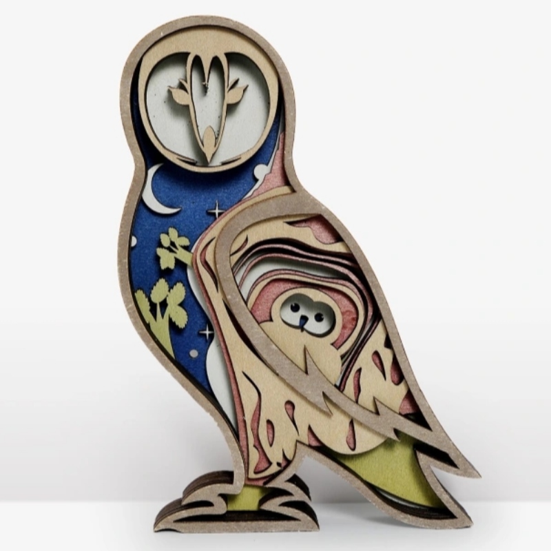 Décoration d\'artefacte en bois 3D Owl