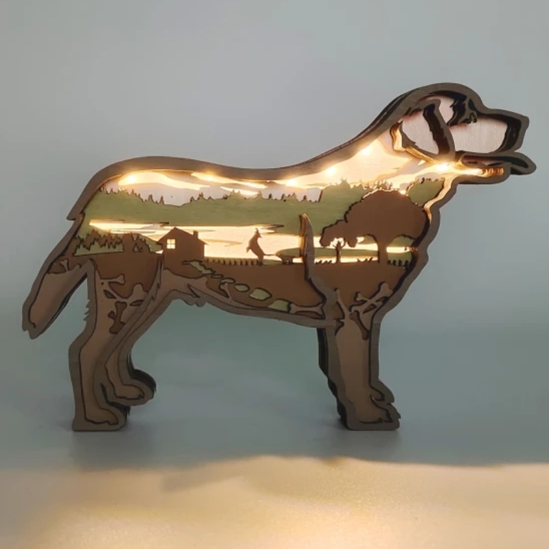 Décoration artisanale en bois animal 3d Labrador